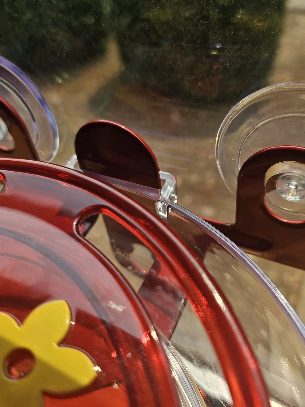 Red Floral Window Suction Humming Bird Feeder
